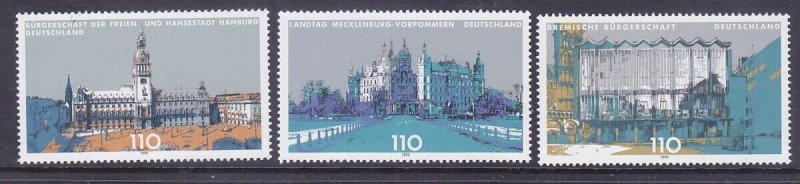 Germany 2029-31 MNH 1999 Parliaments Hamburg, Mecklenburg & Bremen Set of 3 VF