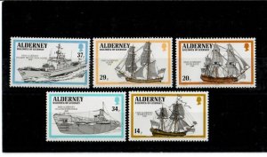 Alderney 1990 - Ships Boats - Set of 5 Stamps - Scott #55-59 - MNH