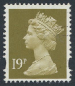 GB Machin 19p SG Y1682 1 blue band SC#  MH208 Used see scans & details