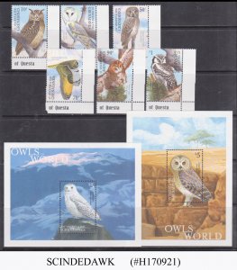 ST. VINCENT GRENADINES - 2001 OWLS OF THE WORLD / BIRDS 6-STAMPS & 3-MIN/SHT MNH