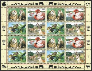 UN Geneva #318-321 80¢ Endangered Species (1998). Full mini-sheet. MNH