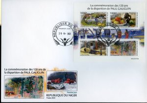 NIGER 2023 120th MEMORIAL ANN OF PAUL GAUGUIN PAINTINGS SHEET FIRST DAY COVER