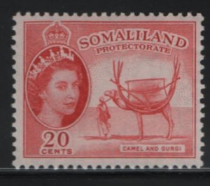 Somaliland Protectorate 1953-58 MH Sc 131 20c Camel and gurgi, QEII