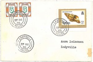 28696 - BELIZE - Postal History  REVENUE  STAMPS on COVER  LADYVILLE  1980 SHELL