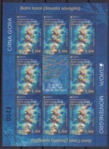 Montenegro 2024 Europa CEPT Underwater Fauna Flora Gold Coral sheetlet MNH