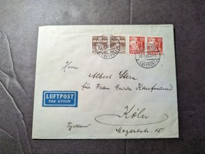 1938 Denmark Airmail Cover Copenhagen to Cologne Germany English Hotel