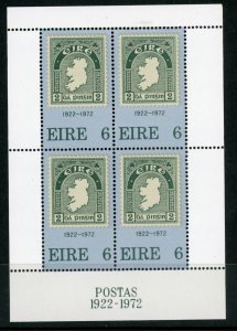 Ireland 326a variety 1972 First Ireland Stamp Souvenir Sheet Mint NH