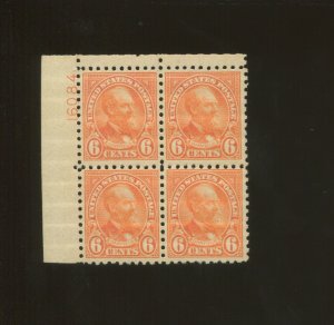 United States Postage Stamp #587 MNH F/VF Plate No. 16084 Block of 4