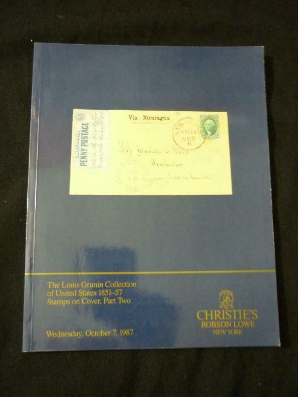 CHRISTIES AUCTION CATALOGUE 1987 US STAMPS ON COVER PART 2 'GRUNIN' COLLECTION