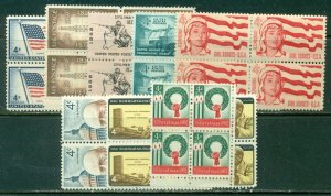 8 DIFFERENT SPECIFIC 4-CENT BLOCKS OF 4, MINT, OG, NH, GREAT PRICE! (42)