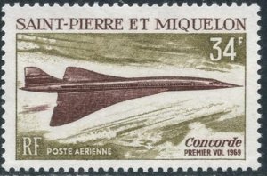ST. PIERRE & MIQUELON Sc#C40 1969 Concorde Airplane Complete OG Mint LH