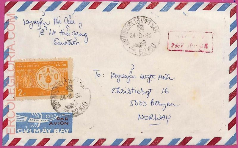 ag1533 - VIETNAM - Postal History - Air mail COVER to NORWAY 1982