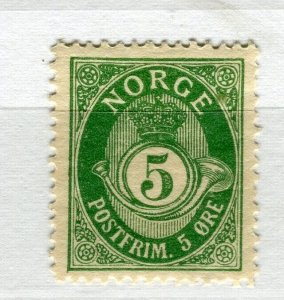 NORWAY; 1890-93 early 'ore' issue Mint hinged Shade of 5ore. value