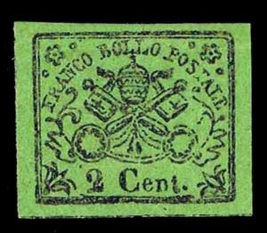 1867 ITALY ROMAN STATES #12 IMPERFORATE - OGHR - VF - CV $95.00 (ESP#1287)