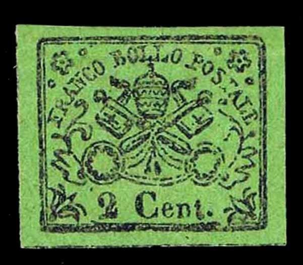 1867 ITALY ROMAN STATES #12 IMPERFORATE - OGHR - VF - CV $95.00 (ESP#1287)