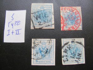 AUSTRIA 1850 USED  SC 5 TYPE 1 & 2 XF $56 (177)