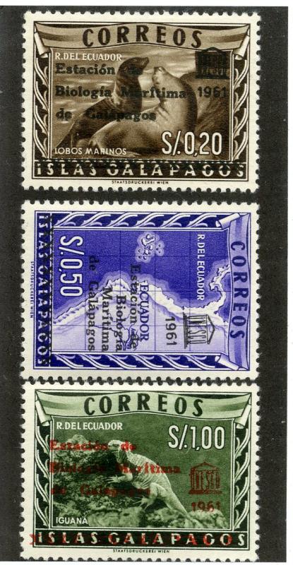 ECUADOR 684-686 MNH SCV $5.25 BIN $2.75 GEOGRAPHY, ANIMALS UNESCO