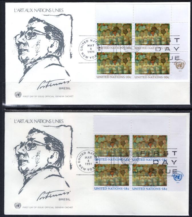 UN New York 247-248 Art Plate Blocks Geneva Set of Two U/A FDC