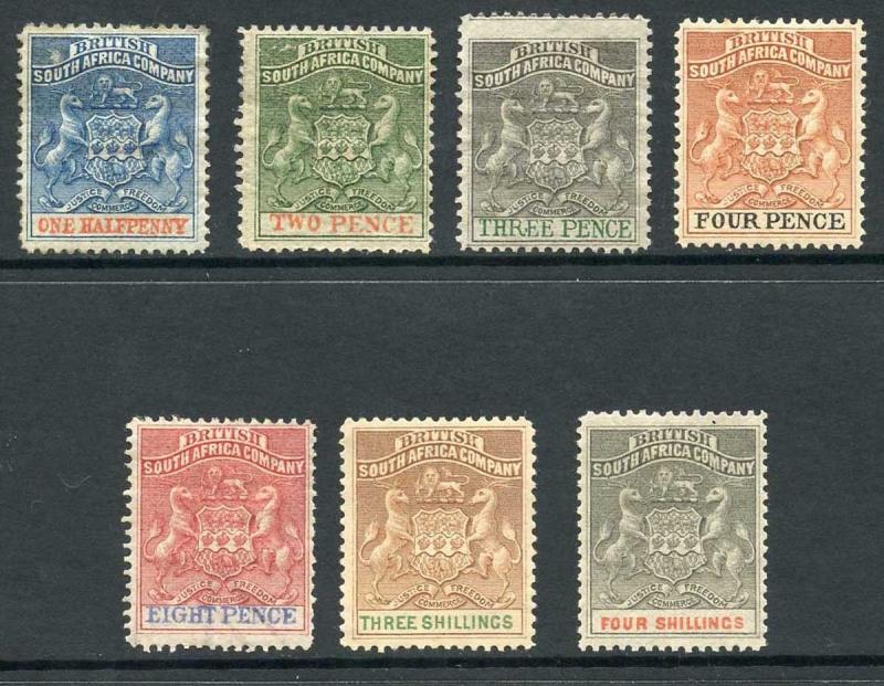 Rhodesia SG18/26 1892-94 British South Africa Company Set of 7 M/M