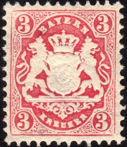 1870, Germany Bavaria, 3Kr, MNH, Sc 24a, XF-Sup-97