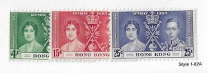 Hong Kong Sc #151-153  Coronation set of 3 NH VF