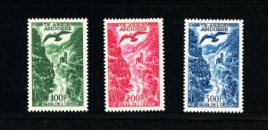 [ANDORRA] 1955-57 100fr-500fr SC C2-C4 / Under French Administration (MNH)