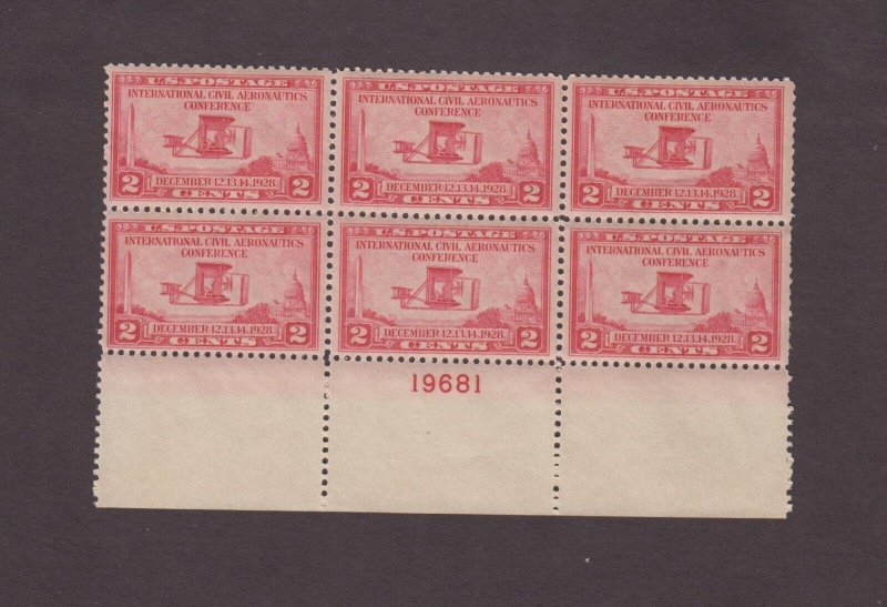 US, 649, AERONAUTICS, MINT NH VF PLATE BLOCKS, 1920'S COLLECTION