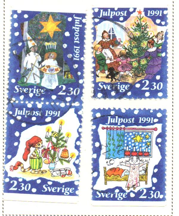 Sweden Sc 1910-3 1991 Christmas stamp set used