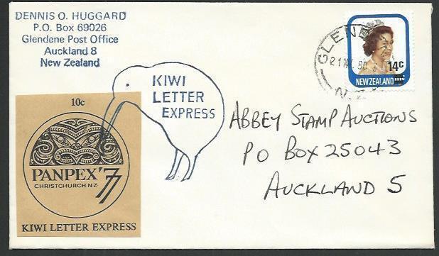 NEW ZEALAND 1980 cover Kiwi Letter Express, Panpex 77 cinderella...........64743