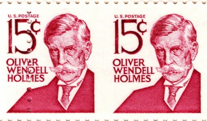 1288b MNH set of 2, 15¢ Oliver Windell Holmes Misperforated Error