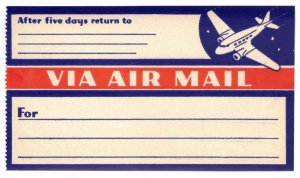 VERY SCARCE 1935 UNUSED VIA AIR MAIL LABEL, CINDERELLA