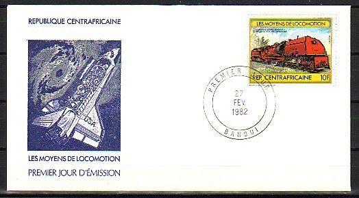 Central Africa, Scott cat. 511. Locomotive value on a First day cover.