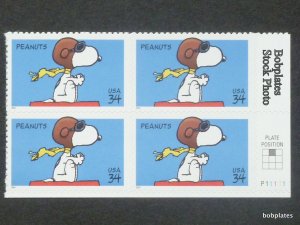 BOBPLATES #3507 Snoopy Plate Block F-VF MNH SCV=$3.5~See Details for #s/Pos