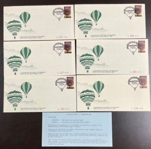 Australia HOT AIR BALLOON COVER, 1986 CANOWINDRA  Lot of 6 Postmarker flown