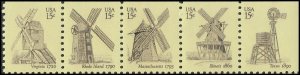 1738-42 15c  Windmills Strip of 5, Mint NH OG VF