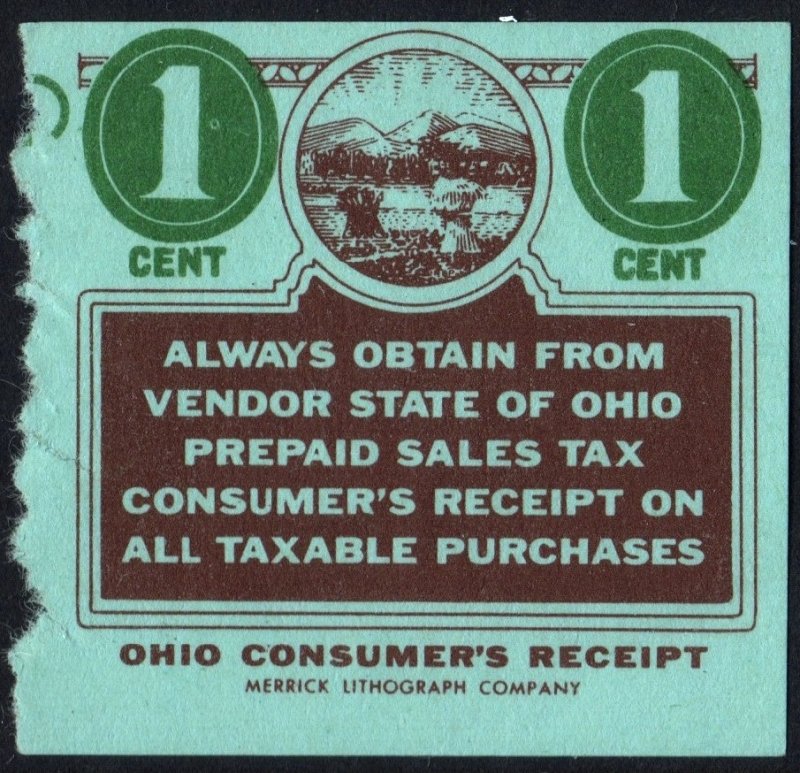 State of Ohio 1¢ Prepaid Sales Tax Consumer's Receipt