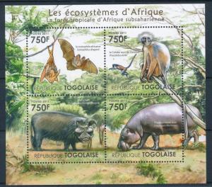 [27014] Togo 2011  African Ecosystem Bats Mammals MNH Sheet