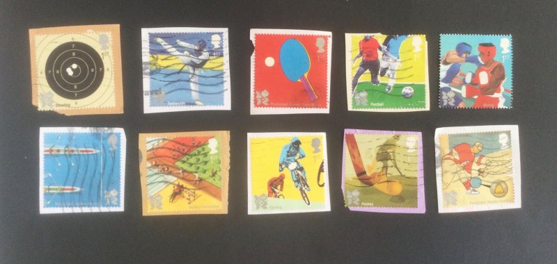GB 2010. Olympic & Paralympic Games. (3rd issue) Set of 10 used stamps on paper.