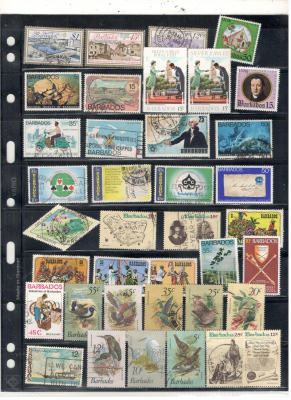 BARBADOS COLLECTION ON STOCK SHEET MINT/USED