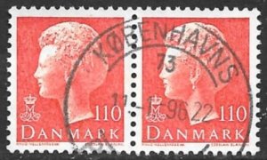 DENMARK 1974-81 110o Queen Margrethe Portrait Issue PAIR Sc 545 VFU