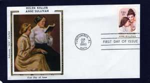 1824 Helen Keller, FDC Colorano Silk