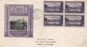 800 3c ALASKA - Ioor cachet #45c Block of 4