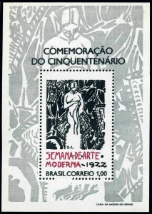 Brazil 1222, MNH. Michel 1316 Bl.29. Modern Art Week, 50th Ann. 1972. Poster.