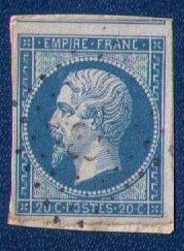 FRANCE - SG 51 EMPIRE (1853) - Napoleon 20c. Blue - Wide Margins - Imperf.