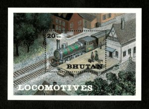 Bhutan 1984 - Locomotives - Souvenir Sheet - Scott 431 - MNH