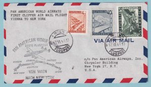 AUSTRIA 1946 FIRST FLIGHT COVER FROM VIENNA TO NEW YORK - CV360