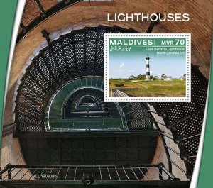 MALDIVES - 2019 - Lighthouses - Perf Souv Sheet - Mint Never Hinged