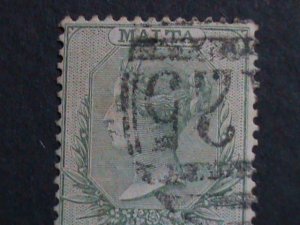 ​MALTA-1865 SC#5a QUEEN VICTORIA FANCY CANCEL 158 YEARS OLD VF RARE-KEY STAMP