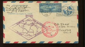 C15 Graf Zeppelin Used Stamp on APR 25 1930 Uprated Flight Cover to CA (Cv 821)