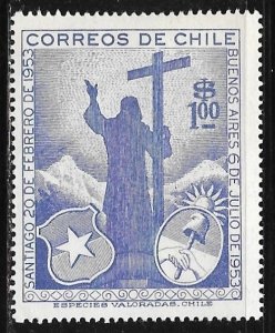 Chile 289: 1p Christ of the Andes, MH, F-VF